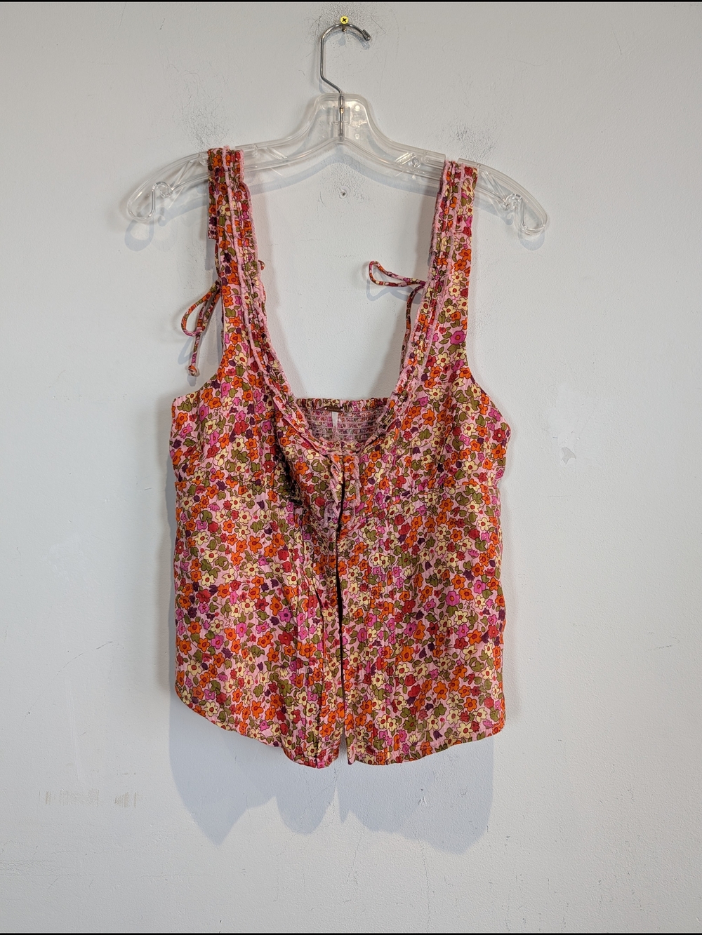 NWT Free People Ellia Floral Tie-Front Sleeveless Top in Pink, Size Small - Picture 1 of 5